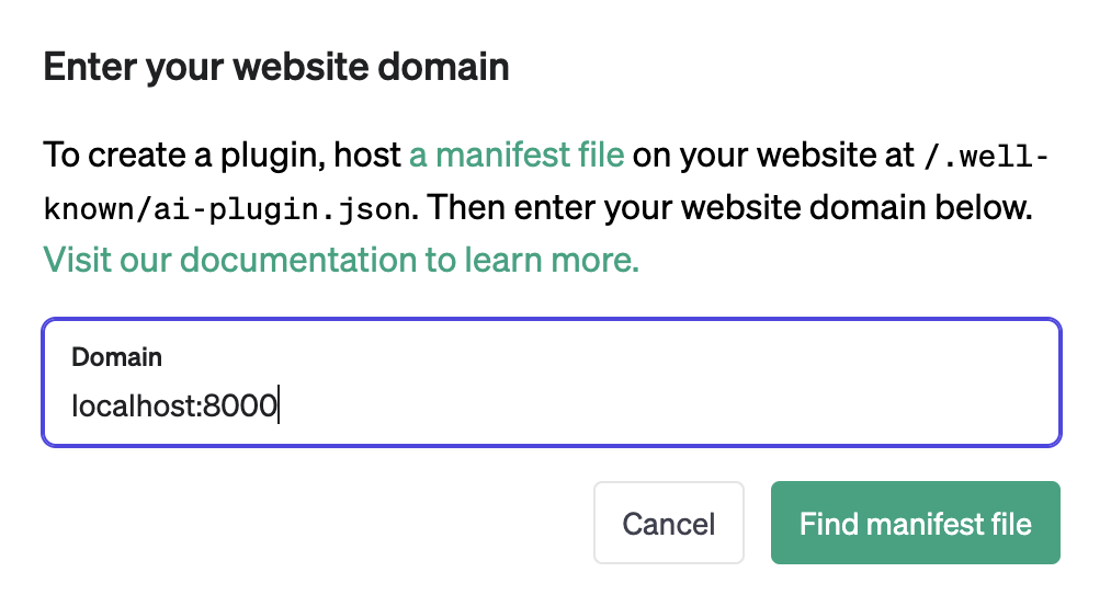 Typing the address of your plugin