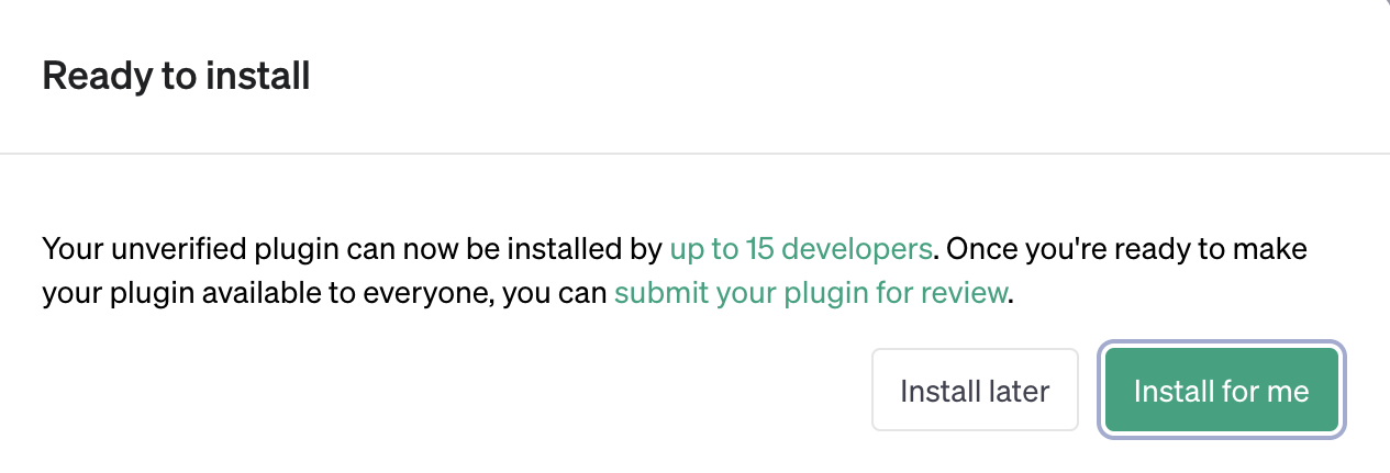 Successfully progressing the plugin install