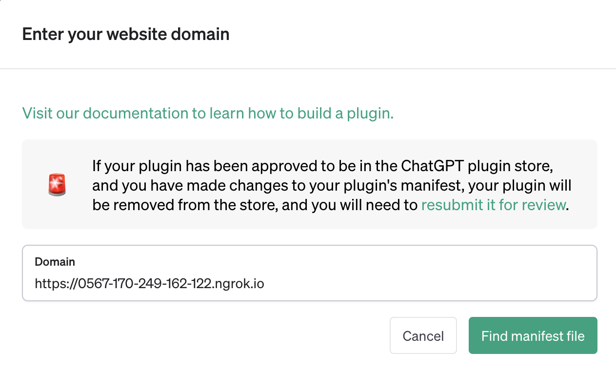 Typing the address of your plugin